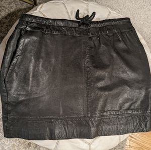 Mango 100% Elasticized Leather Mini Skirt
